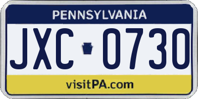 PA license plate JXC0730