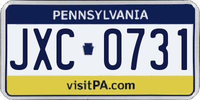 PA license plate JXC0731