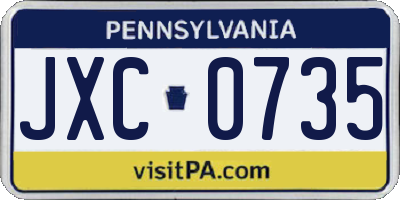 PA license plate JXC0735