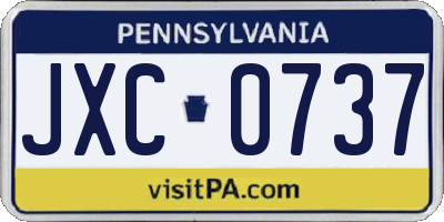 PA license plate JXC0737