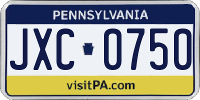 PA license plate JXC0750