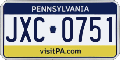 PA license plate JXC0751
