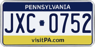 PA license plate JXC0752