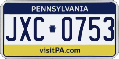 PA license plate JXC0753