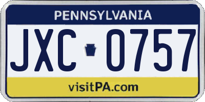 PA license plate JXC0757