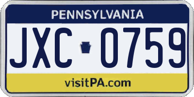 PA license plate JXC0759