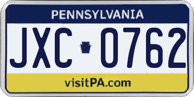 PA license plate JXC0762