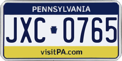 PA license plate JXC0765