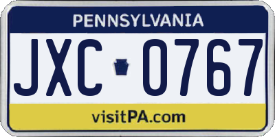 PA license plate JXC0767