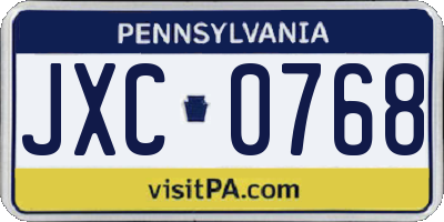 PA license plate JXC0768