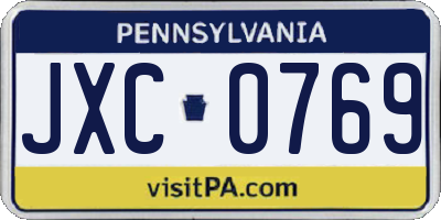 PA license plate JXC0769