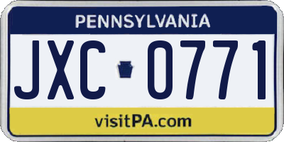 PA license plate JXC0771