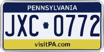 PA license plate JXC0772