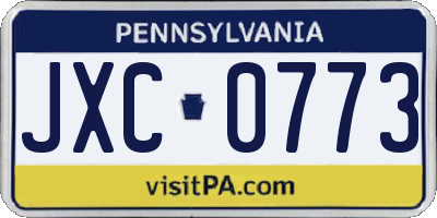 PA license plate JXC0773