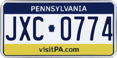 PA license plate JXC0774
