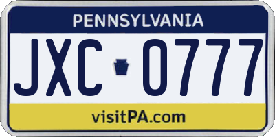 PA license plate JXC0777