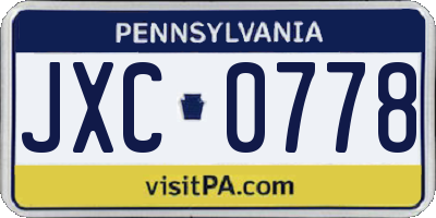 PA license plate JXC0778