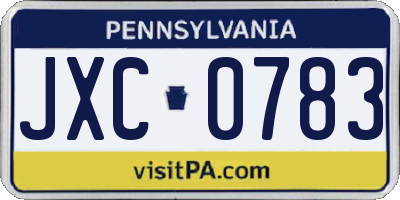 PA license plate JXC0783