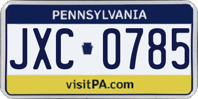 PA license plate JXC0785