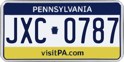 PA license plate JXC0787