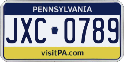 PA license plate JXC0789