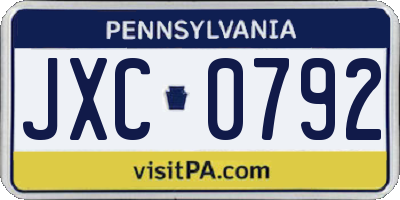 PA license plate JXC0792