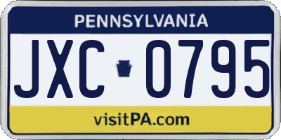 PA license plate JXC0795