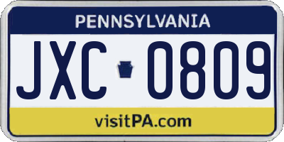 PA license plate JXC0809