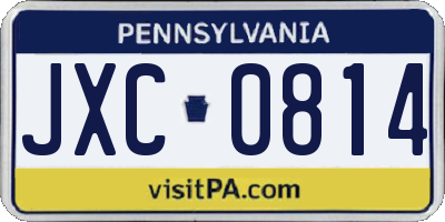 PA license plate JXC0814