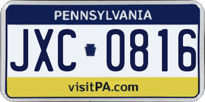 PA license plate JXC0816