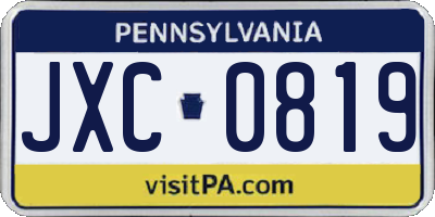 PA license plate JXC0819