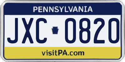 PA license plate JXC0820