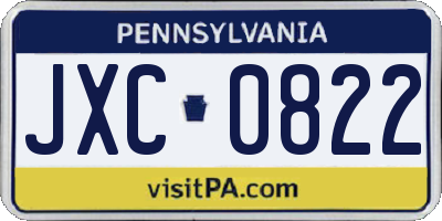 PA license plate JXC0822
