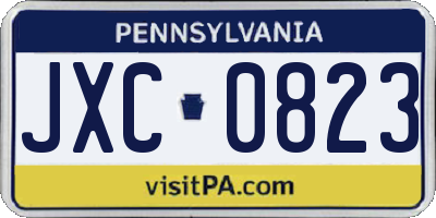PA license plate JXC0823