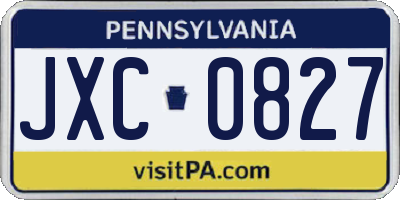 PA license plate JXC0827
