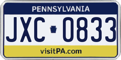 PA license plate JXC0833