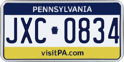 PA license plate JXC0834