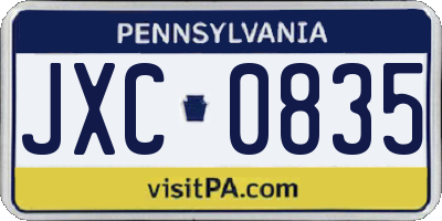 PA license plate JXC0835