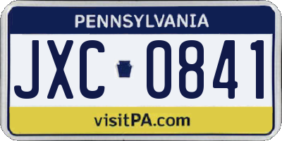 PA license plate JXC0841