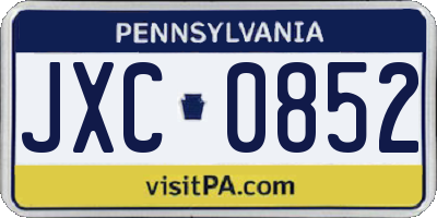 PA license plate JXC0852