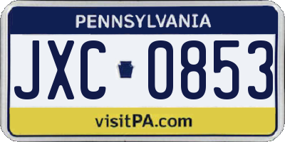PA license plate JXC0853