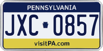 PA license plate JXC0857