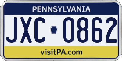 PA license plate JXC0862