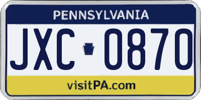 PA license plate JXC0870