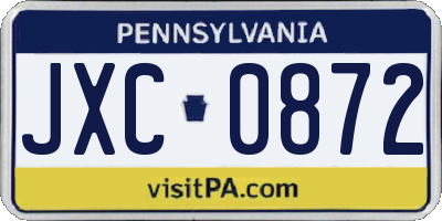 PA license plate JXC0872