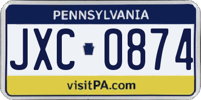 PA license plate JXC0874