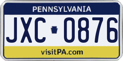 PA license plate JXC0876