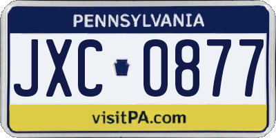 PA license plate JXC0877