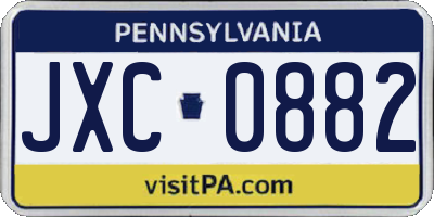 PA license plate JXC0882