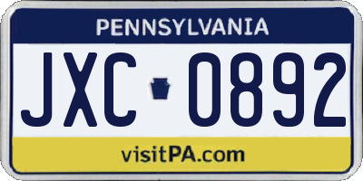 PA license plate JXC0892